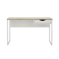 PSACÍ stůl s 1 zásuvkou a kovovými nohami, šířka 130 cm - FUNCTION - bílá, kompozitní dřevo (130/48.4/76.8cm) - Calicosy