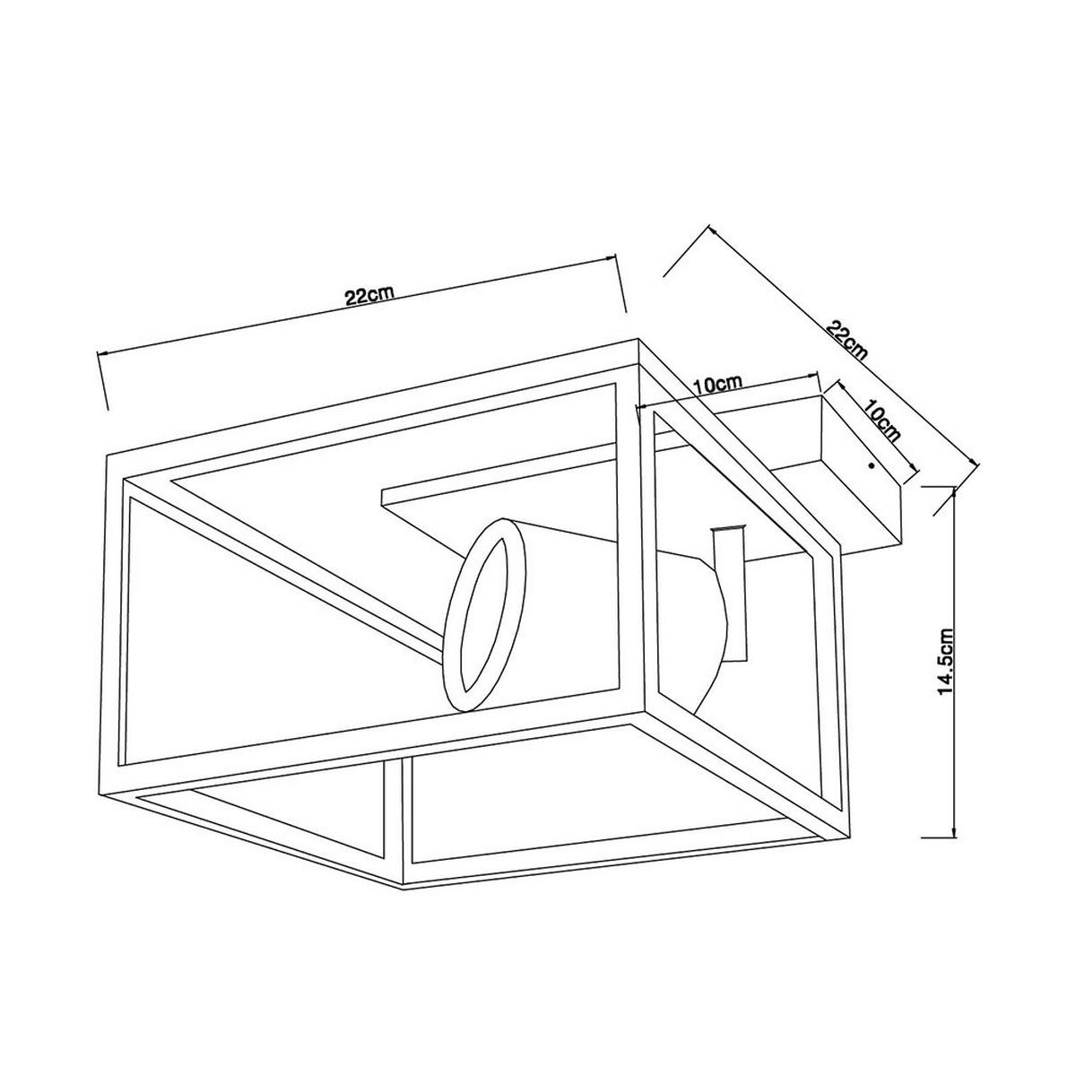 DECKENLEUCHTE Metall Braun Holzdekor - Schwarz, Holz (22/22/14.5cm) - Globo Lighting