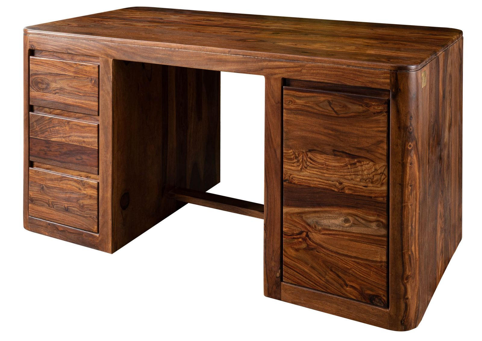 SCHREIBTISCH Sheesham 150x75x78 walnuss gewachst TORONTO #248 - Walnussfarben, Holz (75/150/78cm) - Massivmoebel24