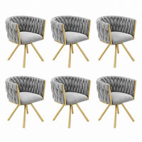 ESSZIMMERSTUHL 6er-Set 360° drehbar Samt Grau-Gold - Grau, Metall (54/72/59.2cm) - Meubliv