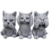 STONEANDSTYLE Steinfigur 3er Set Kätzchen Katzen Nichts sehen Nichts hören Nichts Sagen wetterfest - Grau, Stein (7/12/9cm) - stoneandstyle