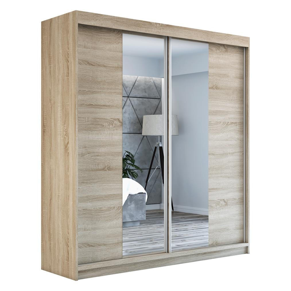 A&J MöbelLand Schwebetürenschrank Braun, Braun, Braun 180x215x59.5 cm