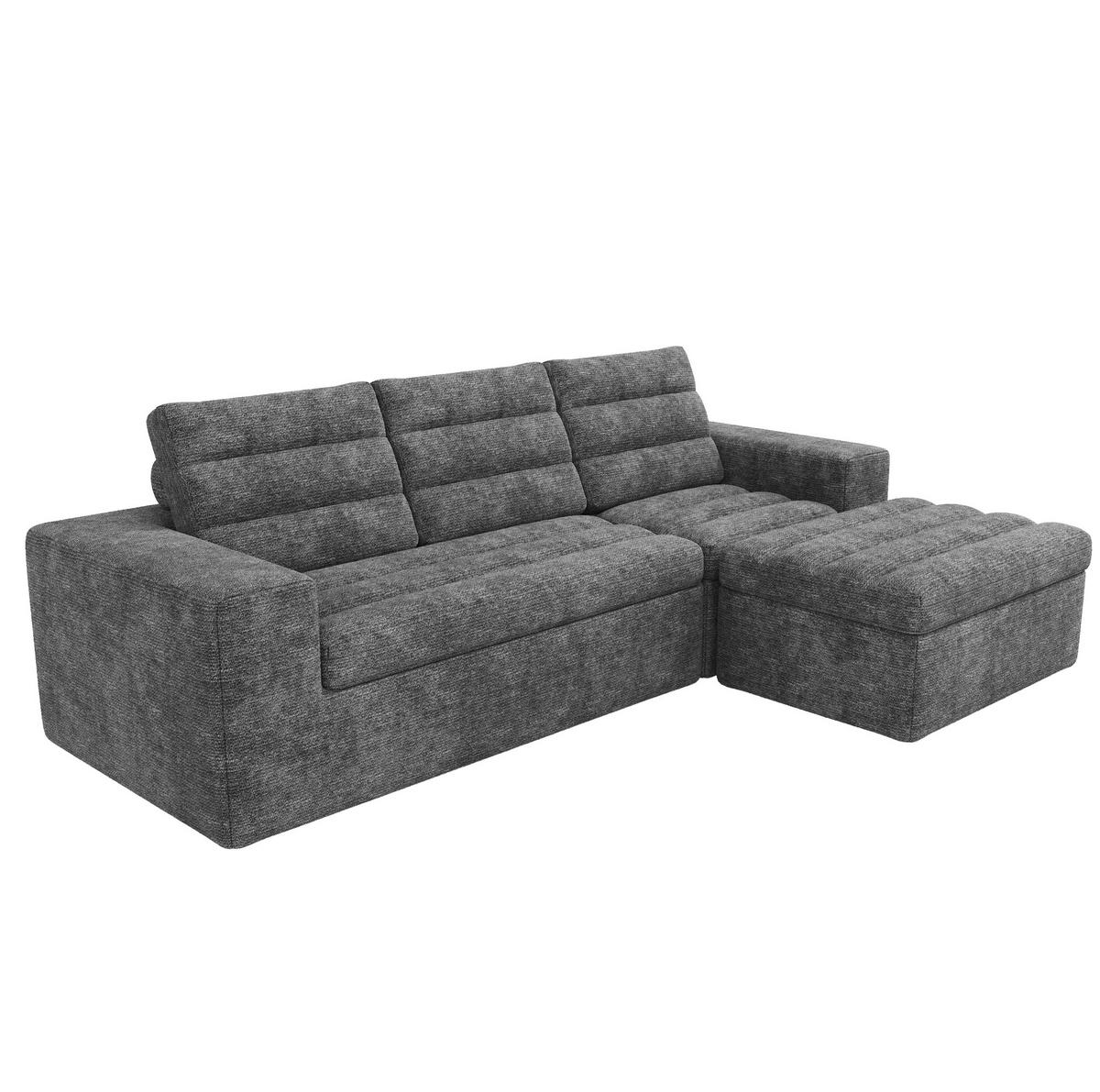 ECKSOFA 253/161/89 cm hellgrau aus Chenille rahmenlos - Hellgrau, Textil (161/253cm) - OKWISH