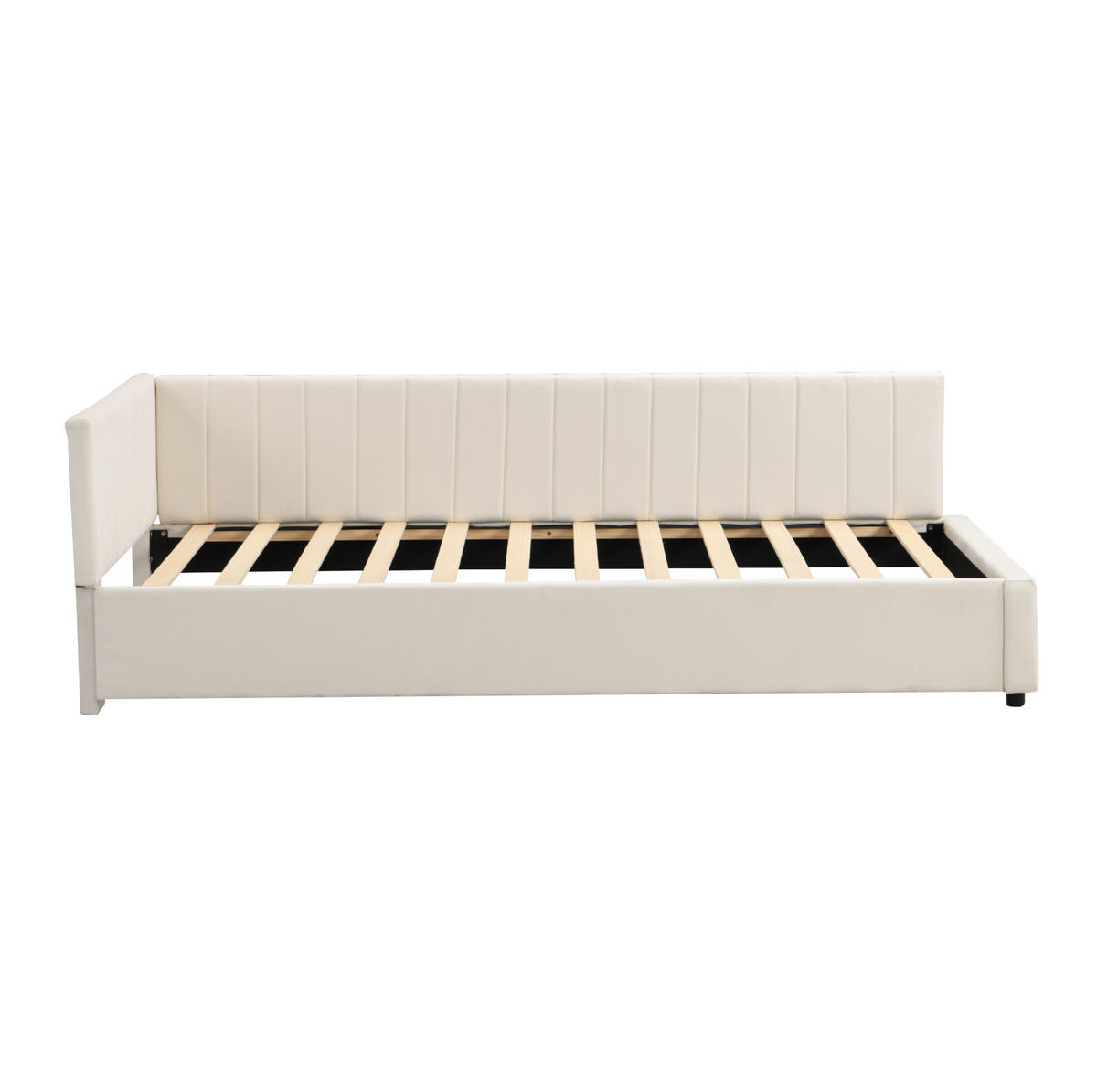 ČALOUNĚNÉ lůžko 90/200 cm béžové ze sametu s roštem a multifunkčním využitím - béžová, kůže (90/200cm) - OKWISH