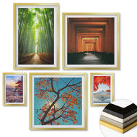 WANDBILDER 5er Set - 50x50 cm & 20x30 cm & 40x60 cm Goldrahmen - Meerblick, farbenfrohe Häuser - Goldfarben, Kunststoff (40/60cm) - ArtPrintCave