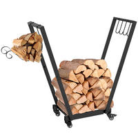 KAMINHOLZREGAL bis 50 kg - Schwarz, Metall (30/81/79cm) - Outsunny