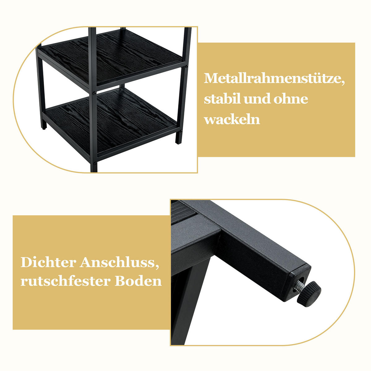 STOL za blagovaonicu, promjer 107 cm, MDF i metal, crni, s 2 odlagalne police - crna, drvni materijal (107/107/75cm) - BEAOK