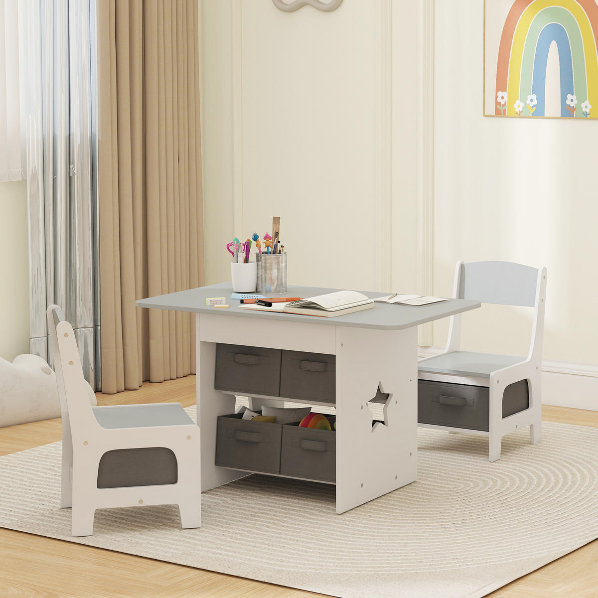 KINDERSITZGRUPPE DE-17540 6 herausnehmbare Schubladen Grau - Grau, Holzwerkstoff (48/49/80cm) - ComfortXL