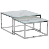 COUCHTISCH 2er-Set Quadratisch Weiß, Silber Brea - Weiß, Glas (60/60cm) - Beliani