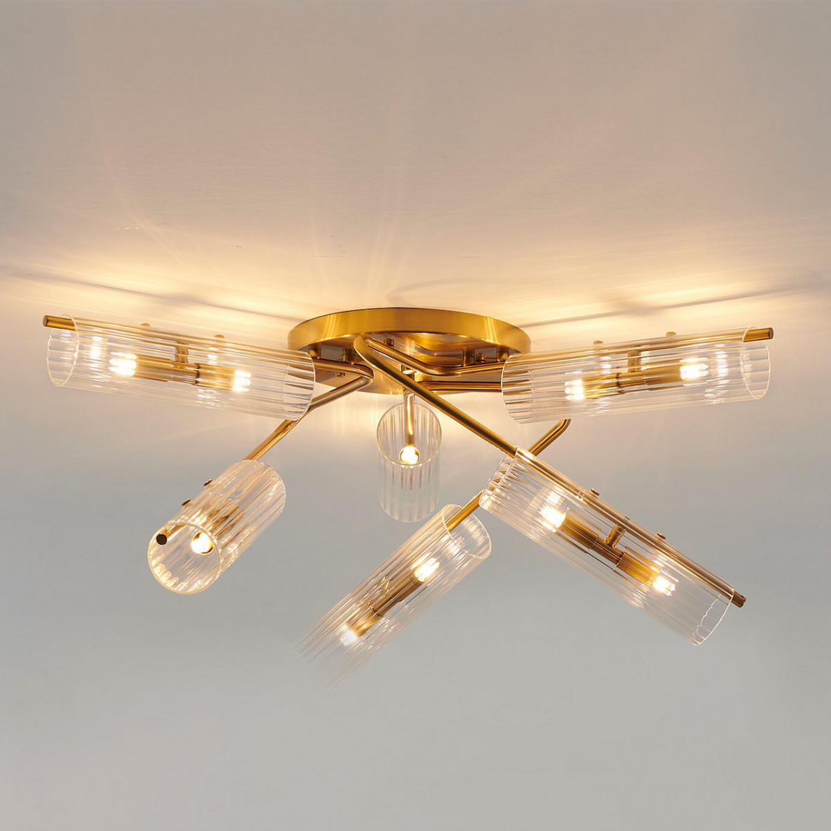 DECKENLEUCHTE Trento, Gold / Messing, 30cm - Goldfarben, Glas (30/80/30cm) - KOSILUM