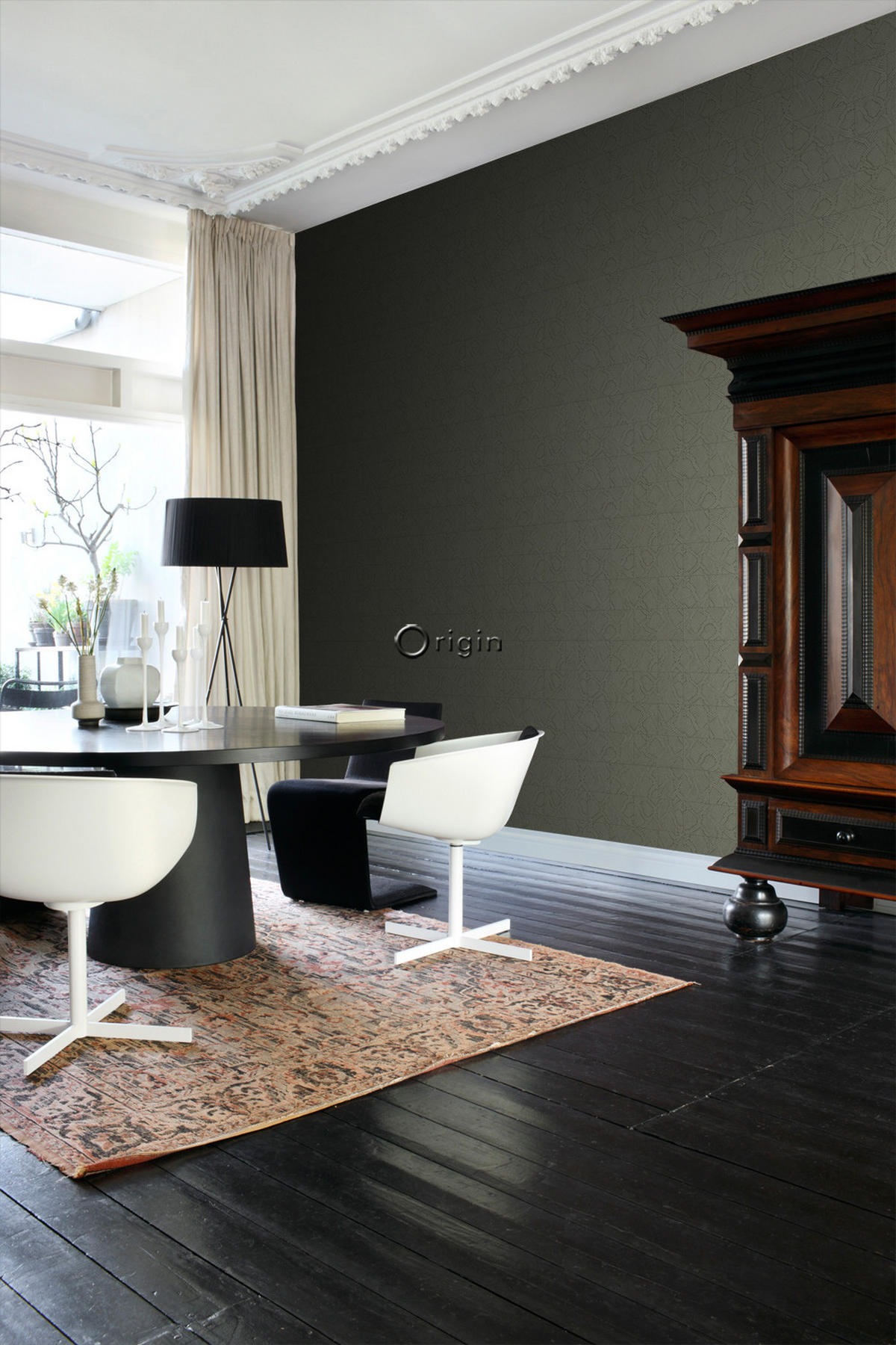 TAPETE Fliesenmuster mit Schlangenhaut-Motiv 53 cm x 10.05 m - Grün, Papier (53/1000cm) - Origin Wallcoverings