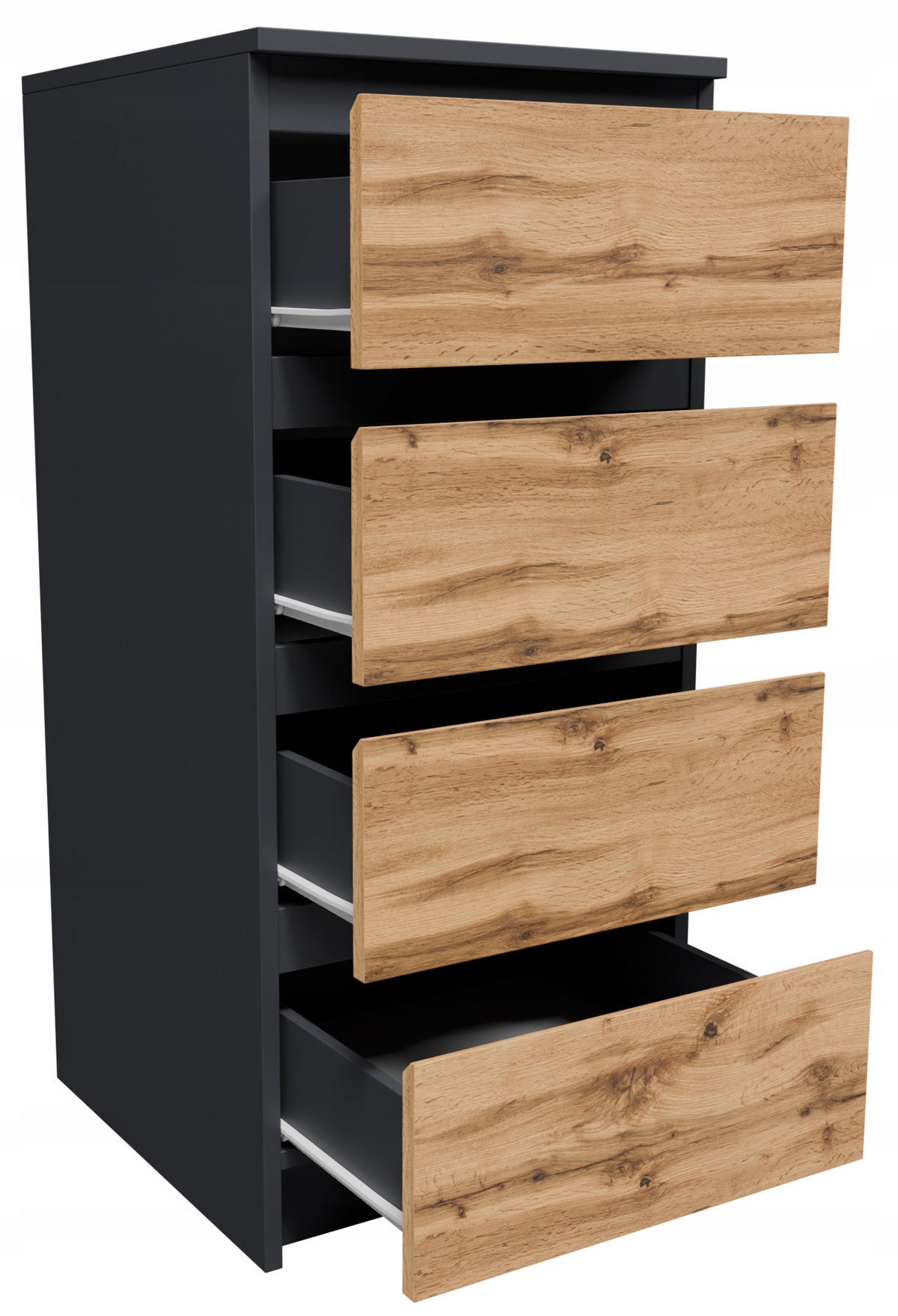 KOMMODE CR3-T-2 Graphit-Wotan Eiche 40,2/43,3/89,5 cm - Eiche Wotan/Graphitfarben, Holzwerkstoff (40.2/89.5/43.3cm)