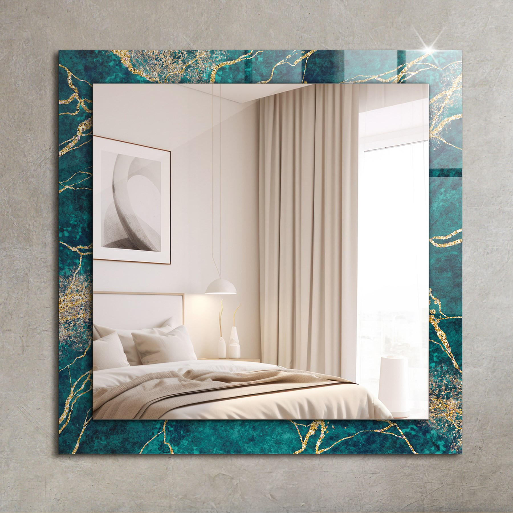 SPIEGEL 60 x 60 cm Rechteckig mit Aufdruck - Grün, Glas (60/60/0.4cm) - TULUP