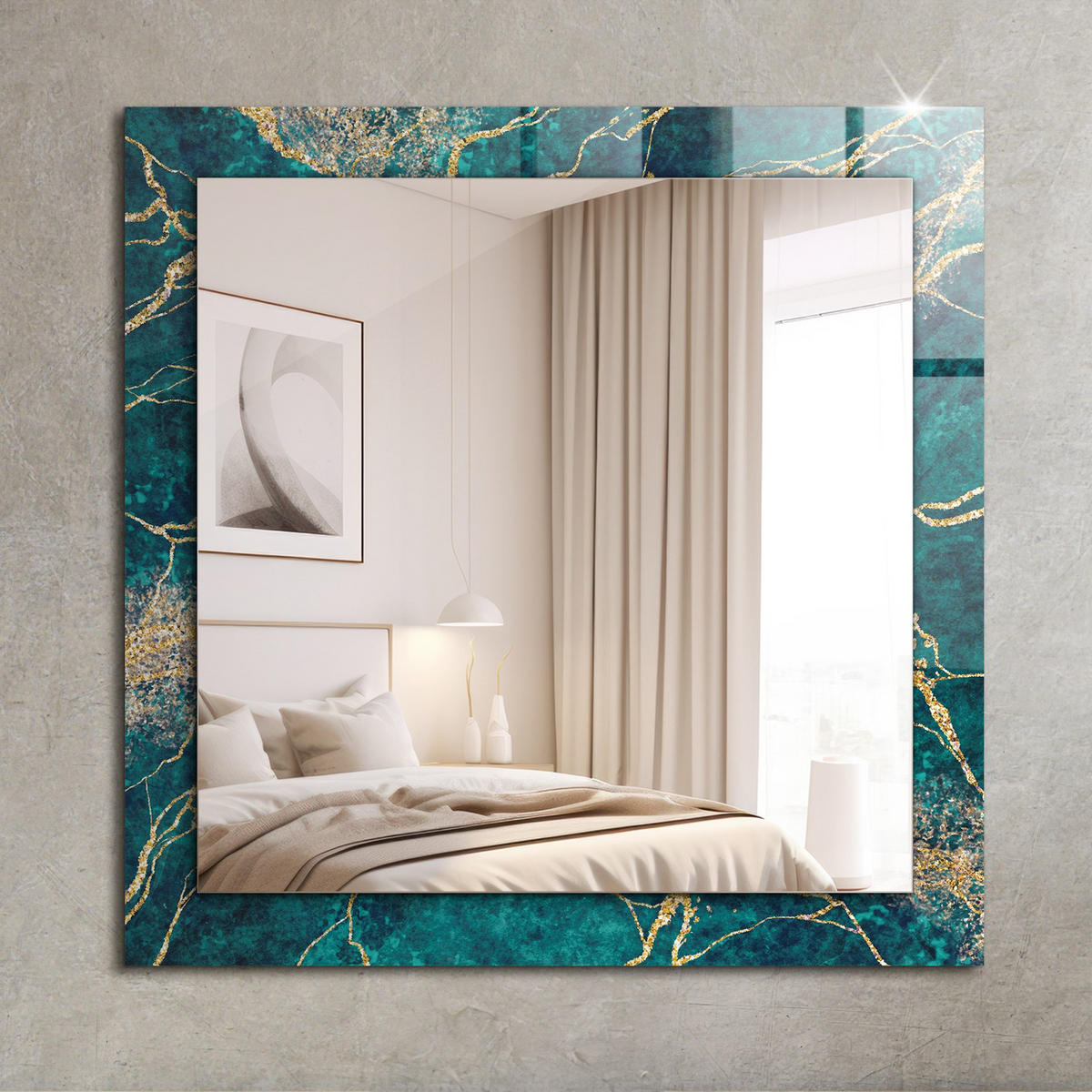 SPIEGEL 60 x 60 cm Rechteckig mit Aufdruck - Grün, Glas (60/60/0.4cm) - TULUP