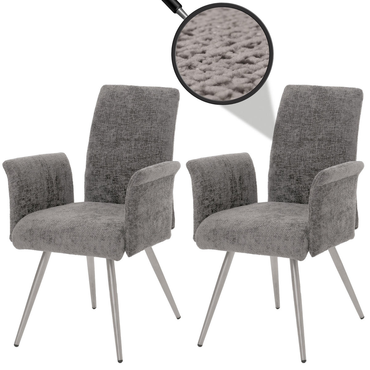 ESSZIMMERSTUHL Grau 2er-Set - Grau, Textil (64/98/58cm) - MCW