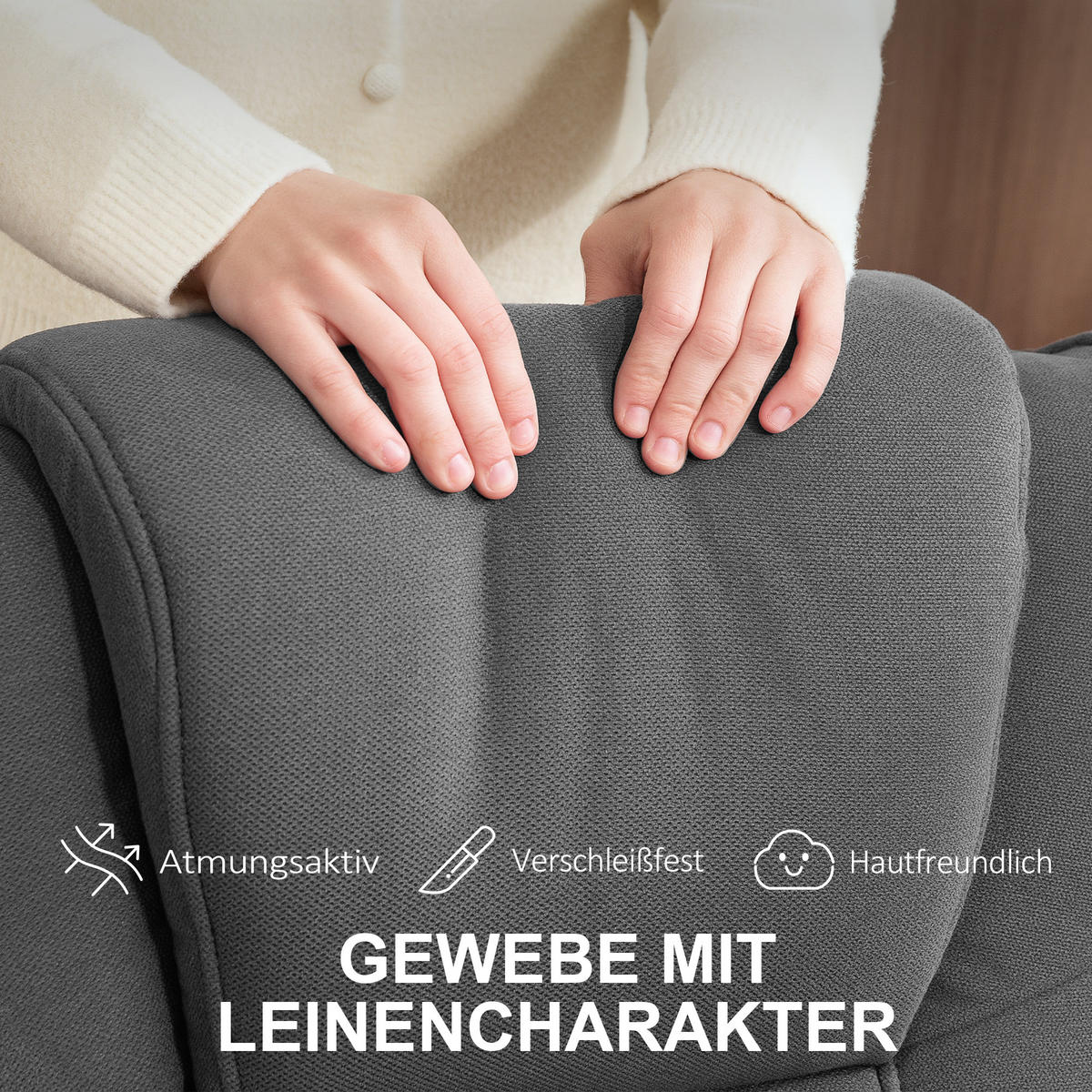 RELAXSESSEL mit Hocker, drehbarer Fernsehsessel mit Liegefunktion, Wippfunktion - Dunkelgrau, Kunststoff (67/96/87cm) - HOMCOM