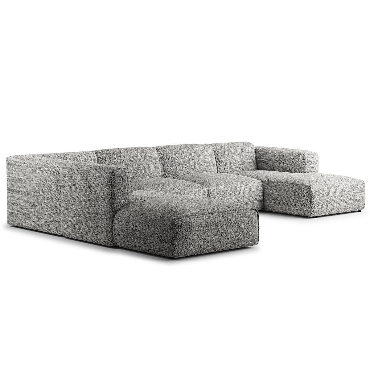 WOHNLANDSCHAFT mit Longchair - Schwarz/Grau, Kunststoff/Textil (325/71/235cm) - home24