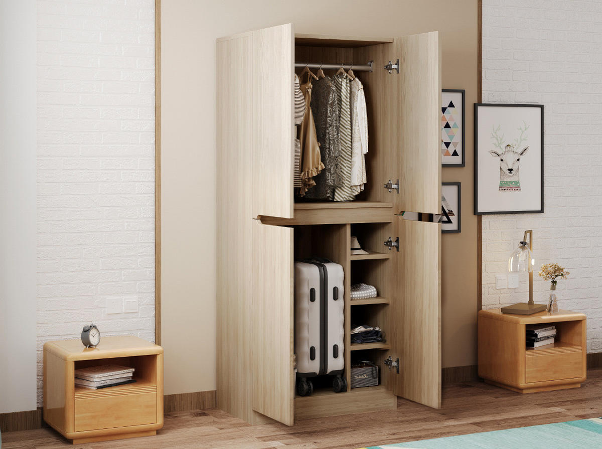 KLEIDERSCHRANK 70/170/40 cm Holzfarbe aus Holz mit Doppeltürdesign - Naturfarben, Holz (40/170/70cm) - OKMYHOME