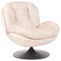 SESSEL Samtstoff Helles Beige Nolvik - Beige/Schwarz, Textil (82/82/85cm) - Beliani