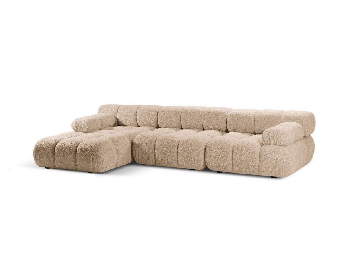 ECKSOFA modular links Bellis aus Boucle sandfarben 4 Sitzplätze - Sandfarben, Textil (155/282cm) - Micadoni