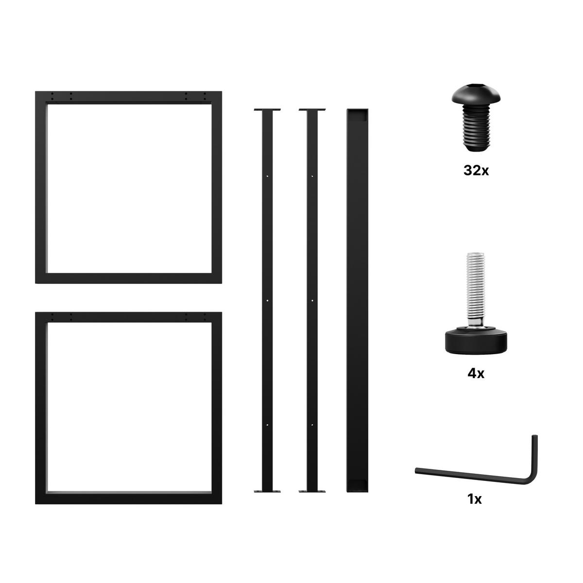 TISCHBEINE Porto Metall Schwarz 140/70/72 cm - Schwarz, Metall (70/72/140cm) - Metalo Pro