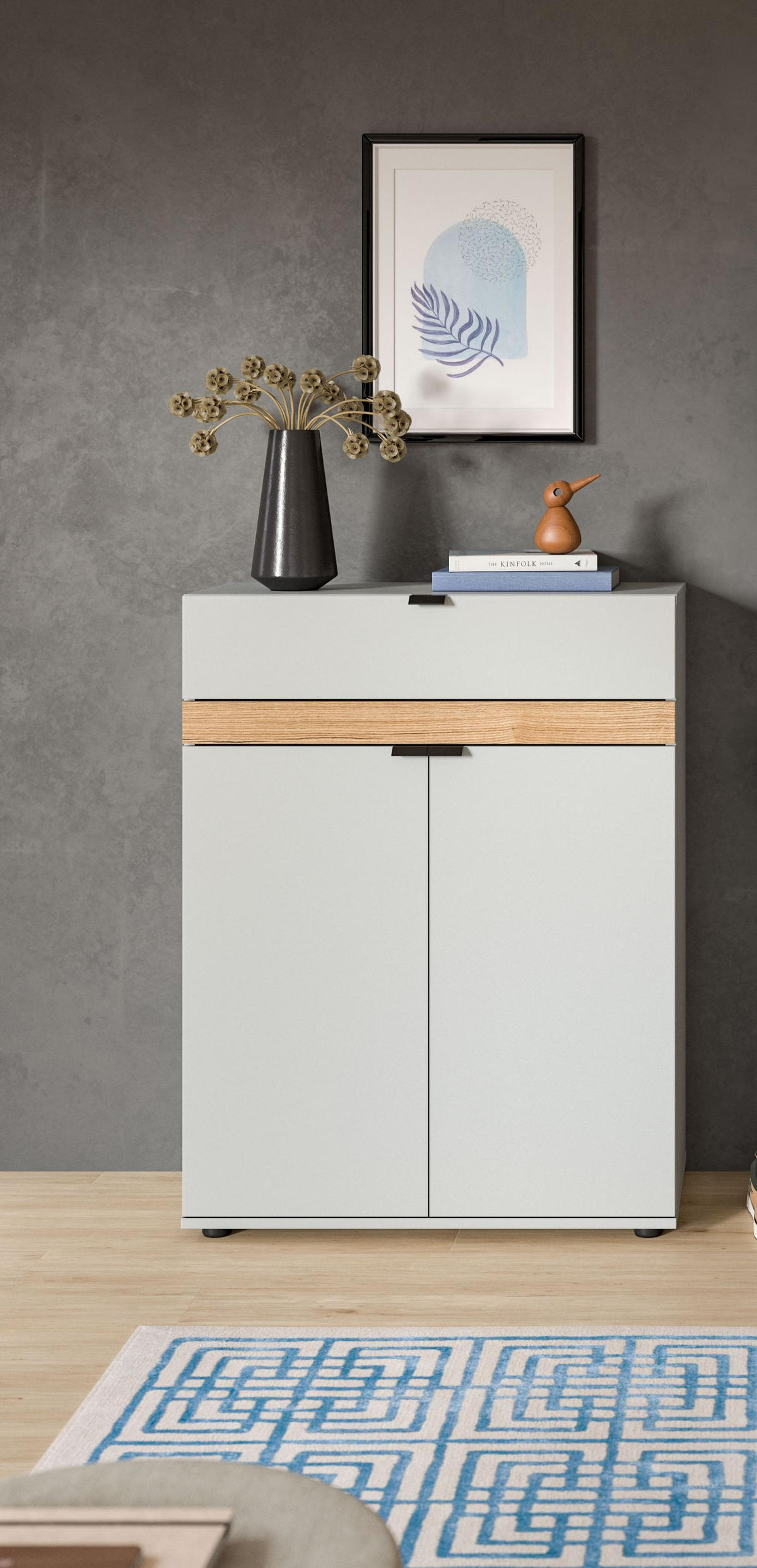 SCHUHKOMMODE Nora (B/H/T: ca. 75/98/37 cm) in grau/grau - Grau, Holzwerkstoff (75/98/37cm)