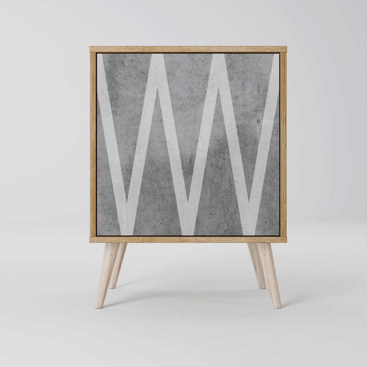 SIDEBOARD SOLID ZIG ZAG, Grau, 57,5x42x72,5 cm, Schwarze Metallfüße - Multicolor/Schwarz, Holzwerkstoff/Metall (57.5/72.5/42cm) - SpaceRebels