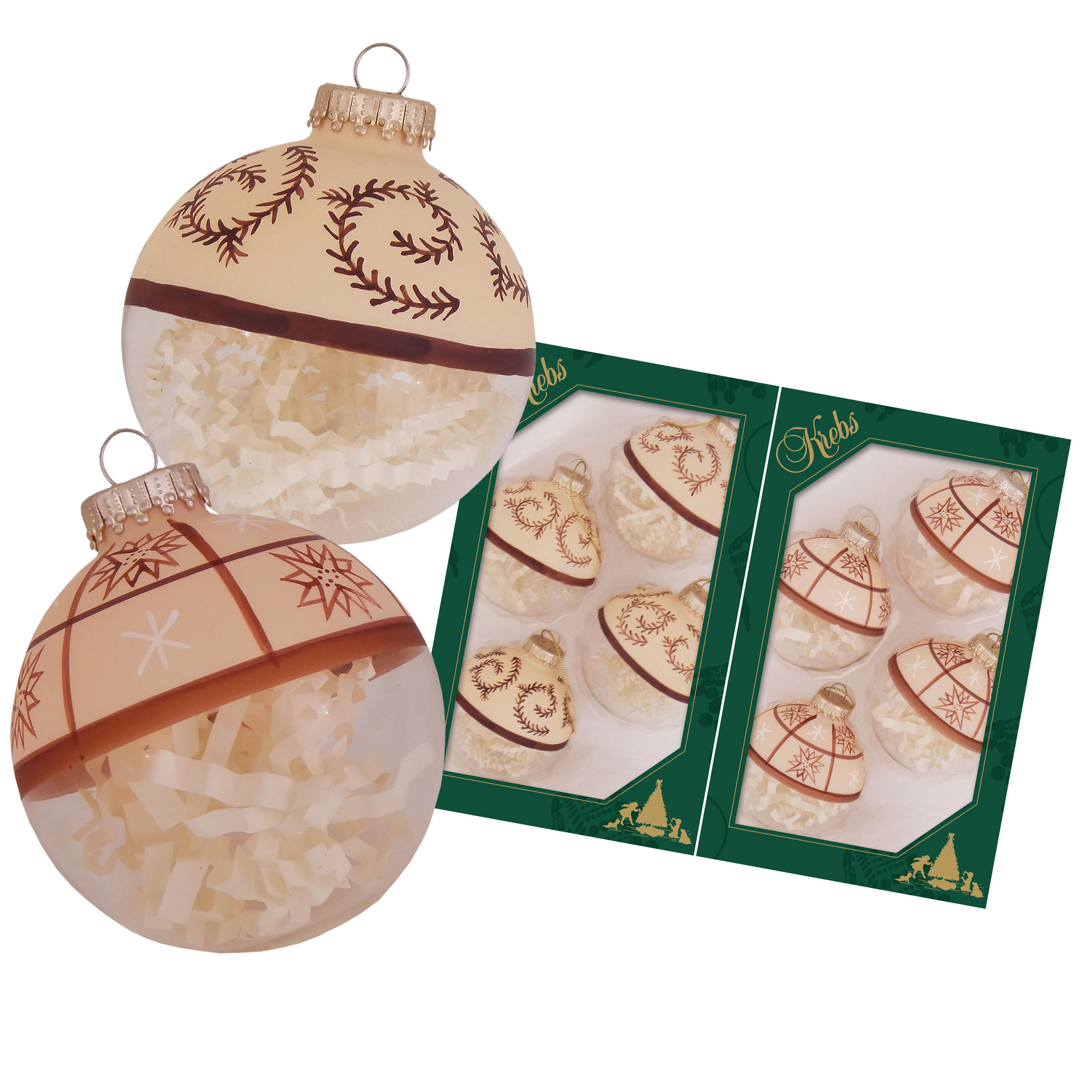 CHRISTBAUMKUGELN Sternengitter Braun 7cm (Glas / 8 Stk.) - Braun, Glas (6/7/6cm) - Krebs Glas Lauscha