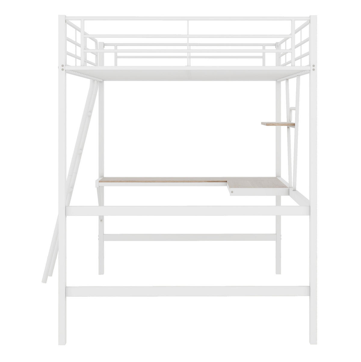 HOCHBETT 90/200 cm aus Metall mit Schreibtisch und Regal in Weiß - Weiß, Metall (90/200cm) - Flora Grace