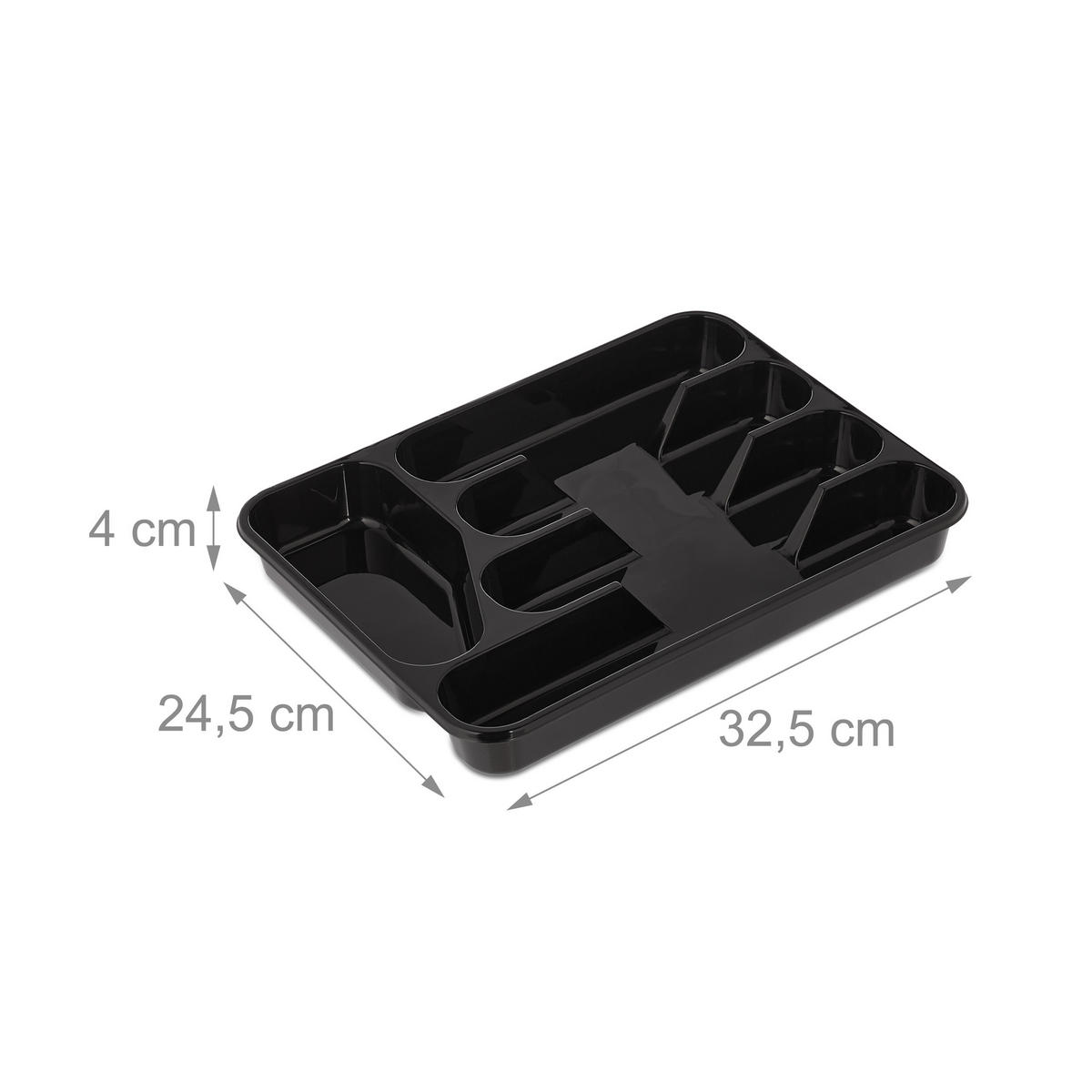 2XBESTECKKASTEN - Schwarz, Kunststoff (24.5/4/32.5cm) - Relaxdays