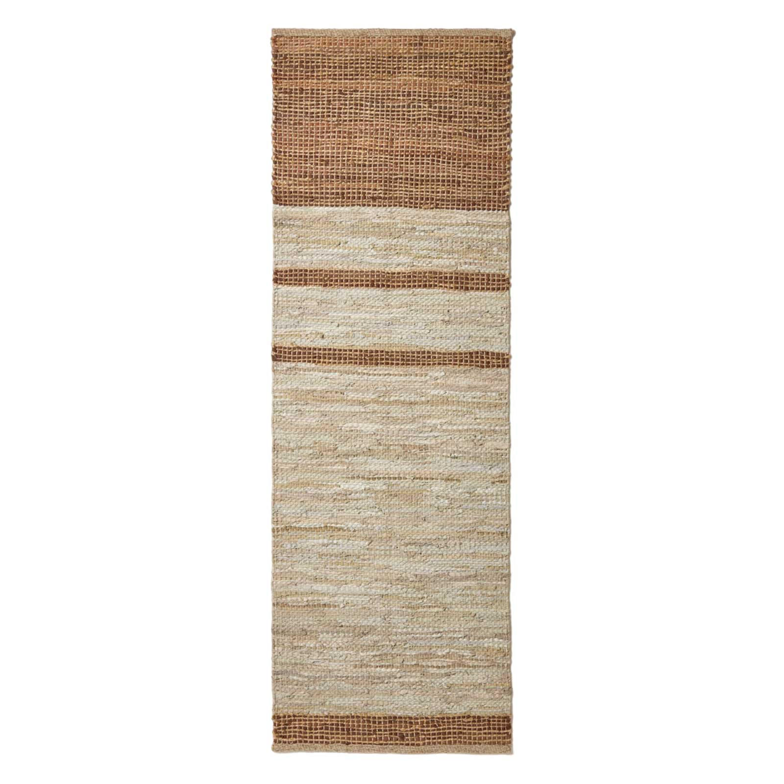 FLICKENTEPPICH-LÄUFER aus Recycling-Leder 66/200 cm - Braun, Leder (66/200cm) - Homescapes