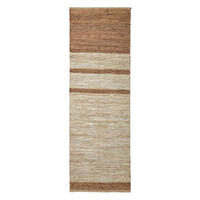 FLICKENTEPPICH-LÄUFER aus Recycling-Leder 66/200 cm - Braun, Leder (66/200cm) - Homescapes