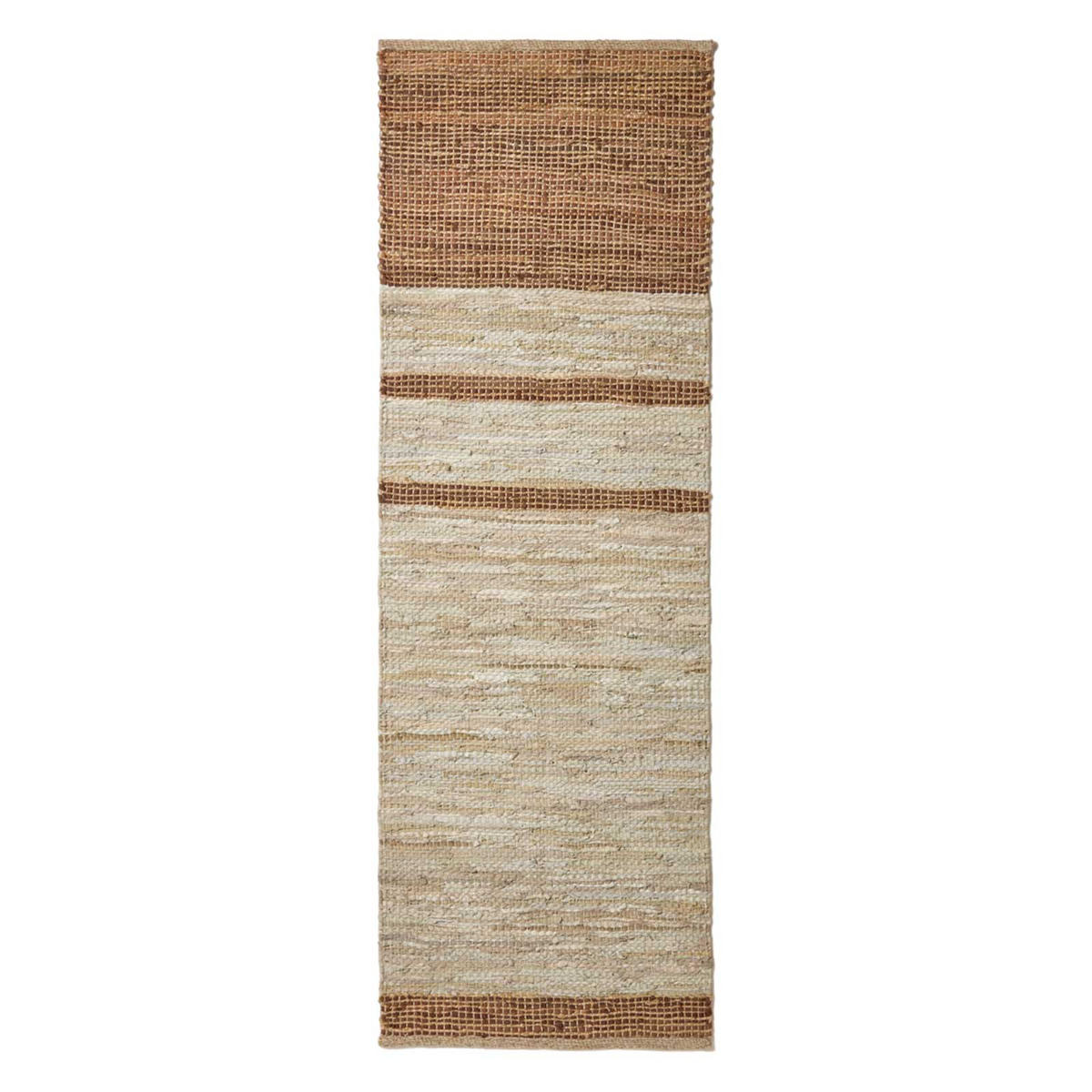 FLICKENTEPPICH-LÄUFER aus Recycling-Leder 66/200 cm - Braun, Leder (66/200cm) - Homescapes
