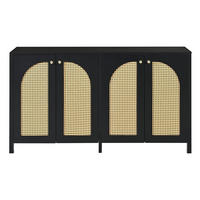 ANRICHTE Rattan Schwarz 145/40/80 cm - Schwarz, Holz (145/40/80cm) - PANGIVO
