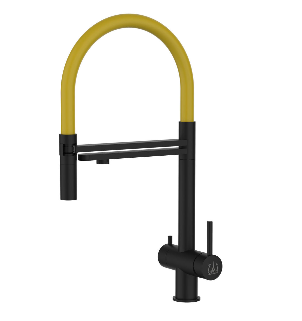 3-WEGE-KÜCHENARMATUR, Edelstahl Massiv aus Chirurgenstahl, PVD Schwarz Matt, 2-Strahl-Brause - Schwarz, Metall (26/49/26cm) - VIZIO