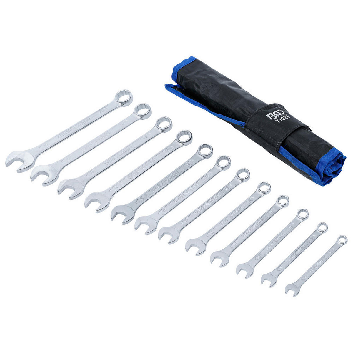 RINGMAULSCHLÜSSEL-SATZ, DIN 3113-A, 12-teilig, 8-19 mm - Multicolor, Kunststoff (255/60/100cm) - BGS technic