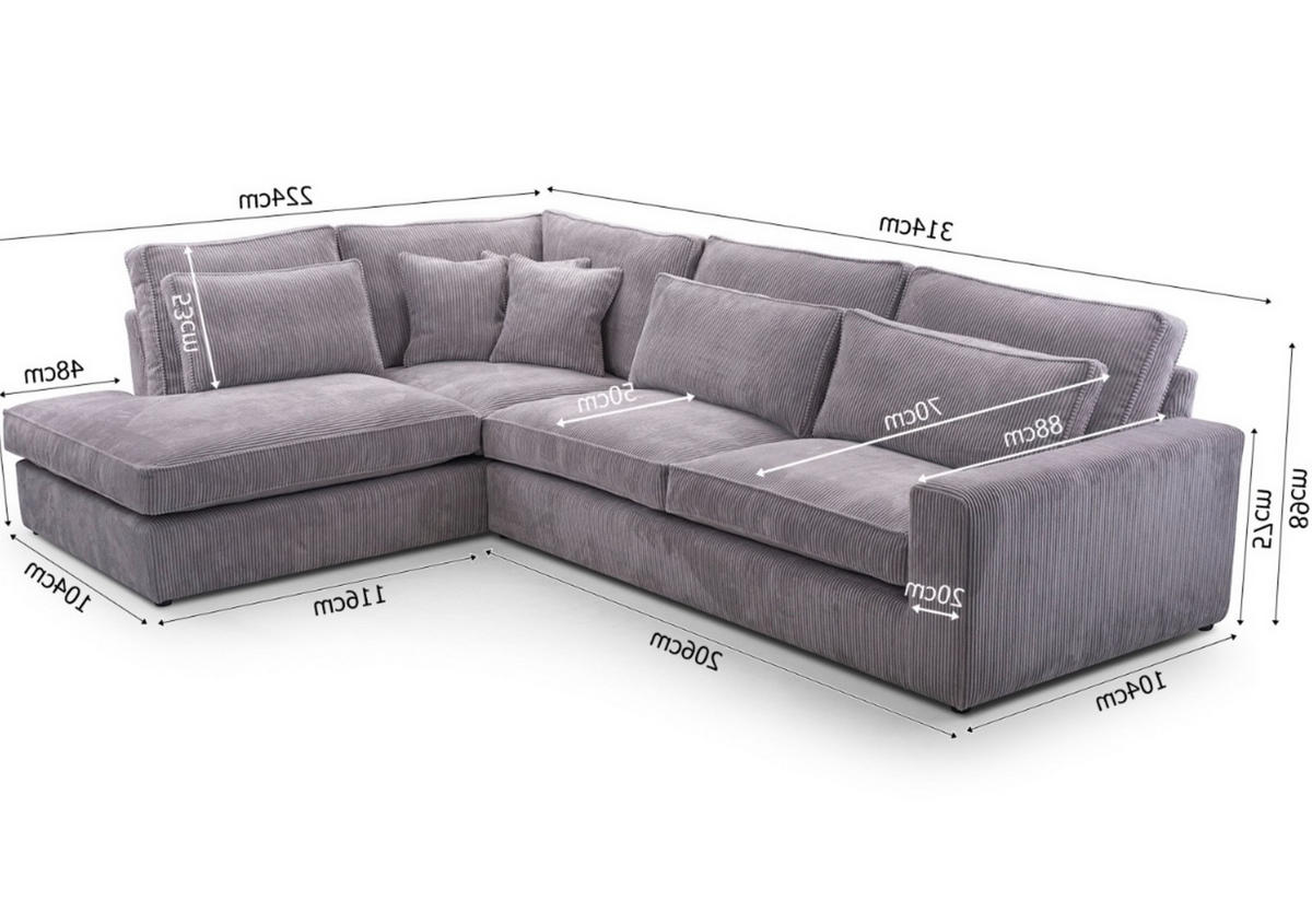 ECKSOFA Comforto MINI CORD 280 x 224 cm Ausrichtung links - Creme, Textil (224/280cm) - AN-Moebel 4u
