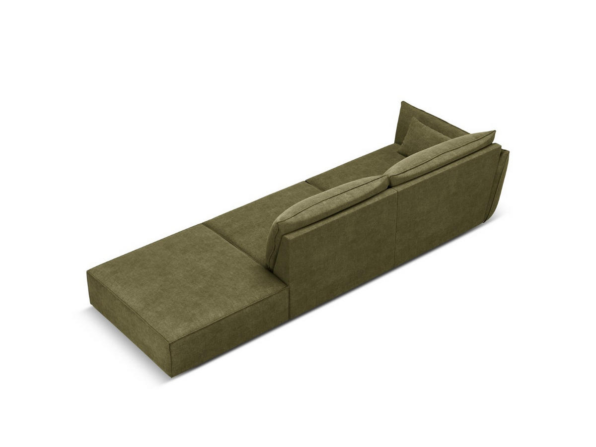 RECHTES-SOFA Kaelle aus Chenille-Stoff grün 4 Sitzplätze - Grün, Textil (110/85/264cm) - Micadoni