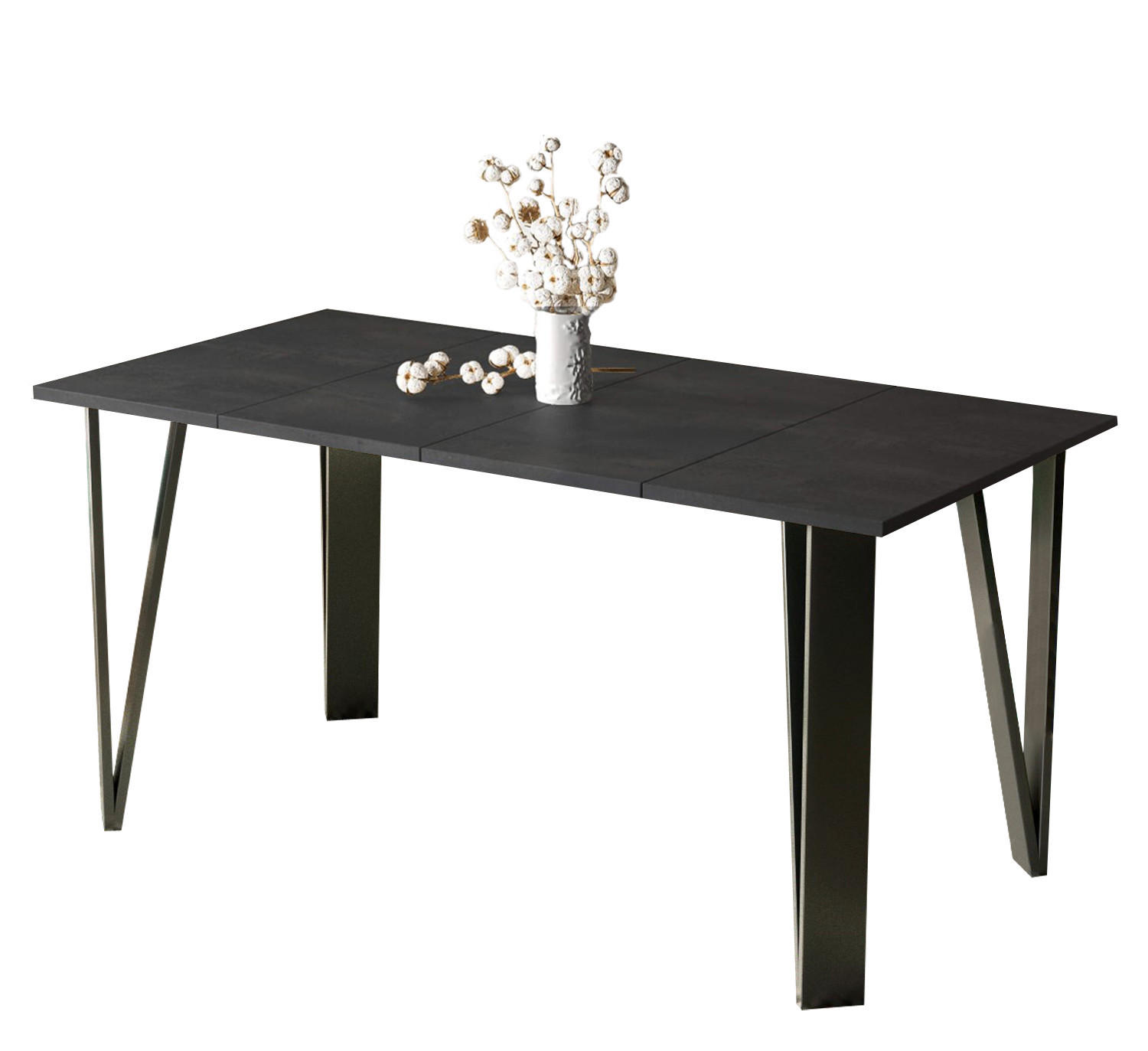 ESSTISCH Adeo ausziehbar bis 170 cm - Graphitfarben, Holzwerkstoff (80/80/76cm) - Endo-Moebel