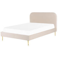 POLSTERBETT 140/200cm Helles Beige Flayat - Beige/Goldfarben, Textil (140/200cm) - Beliani