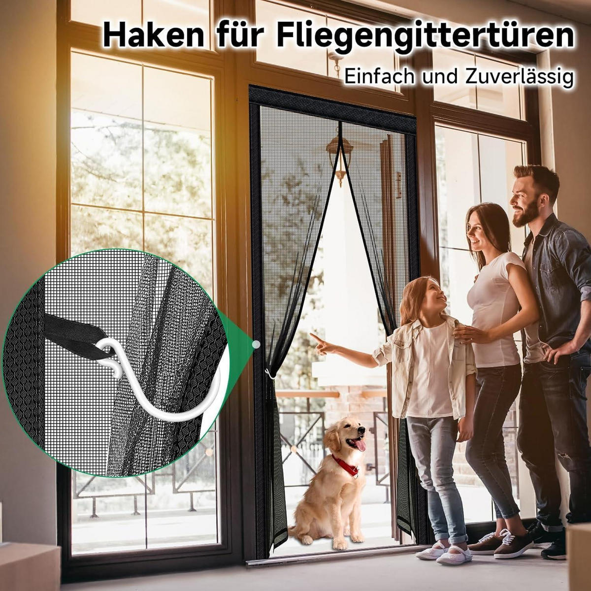 FLIEGENGITTER Balkontür 96 x 210 cm mit durchgehendem Magnetverschluss - Schwarz, Textil (96/210/1cm)