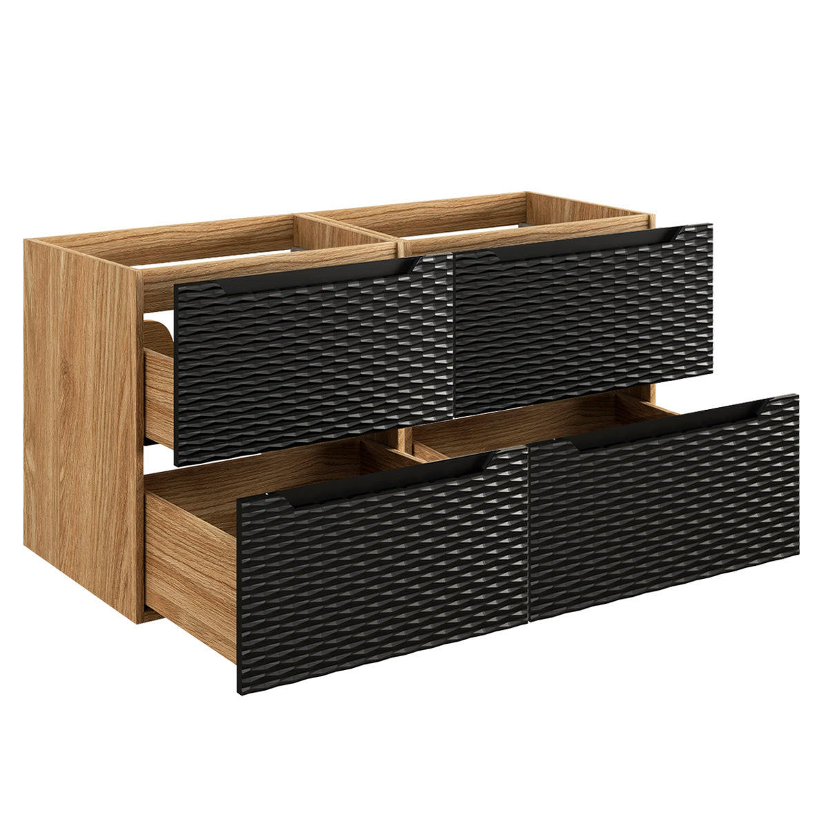 BADMÖBEL 120cm Elora 2er-Set Schwarz und Holz - Schwarz, Holzwerkstoff (120/59/46cm) - Petits-meubles