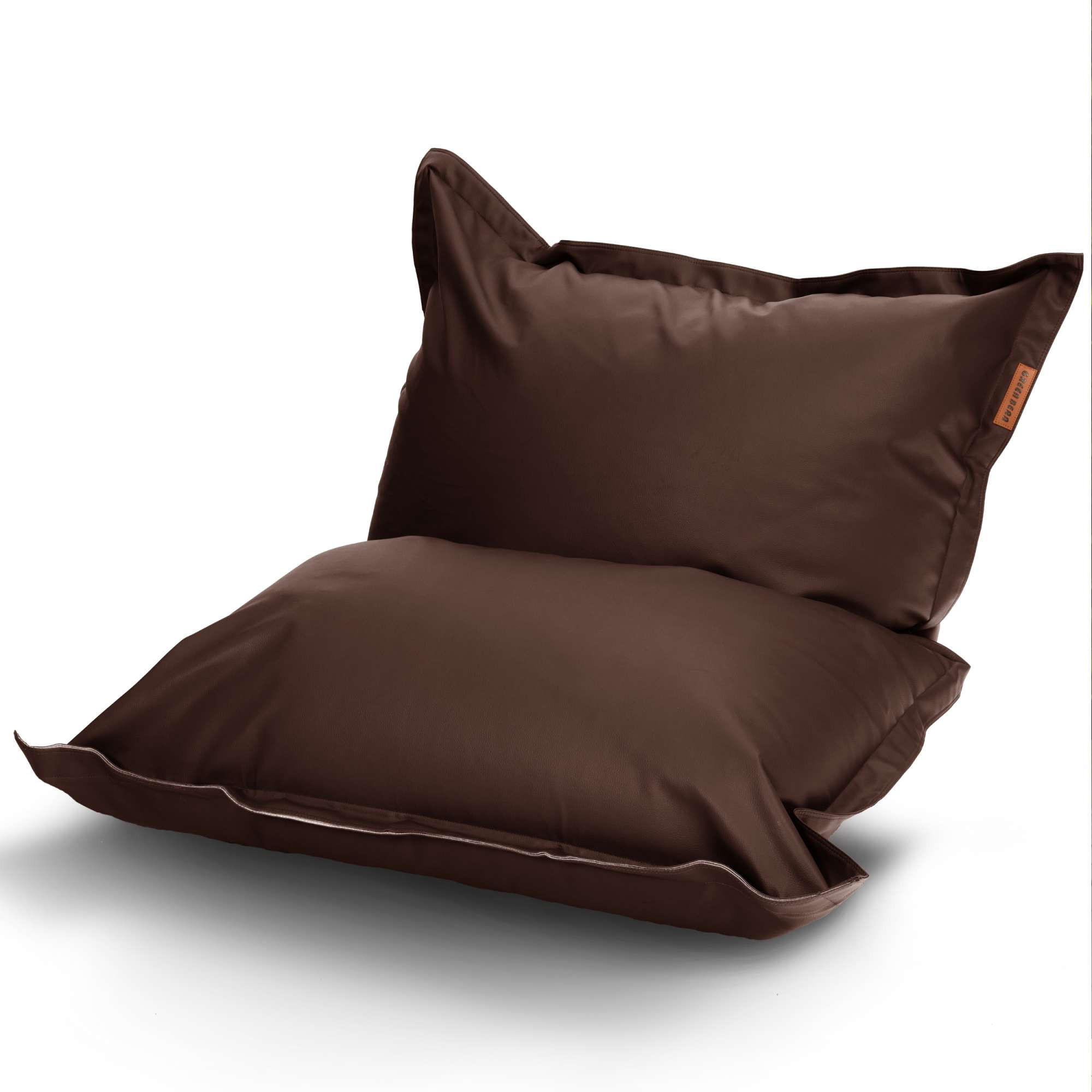 INDOOR RIESEN SITZSACK XXL Kunstleder - Dunkelbraun, Textil (140/25/180cm) - Green Bean