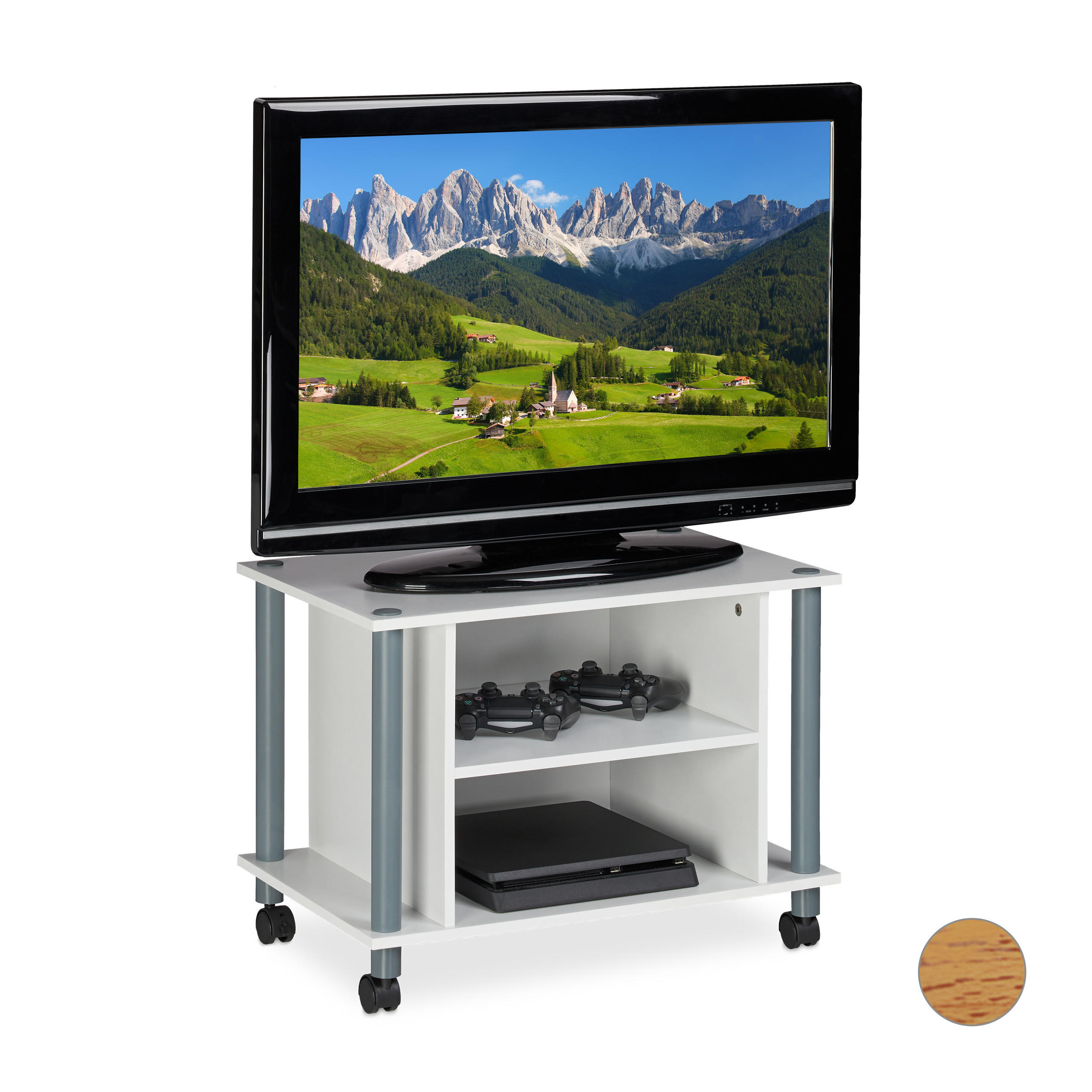 TV-MASA Alba pe roti 2 compartimente