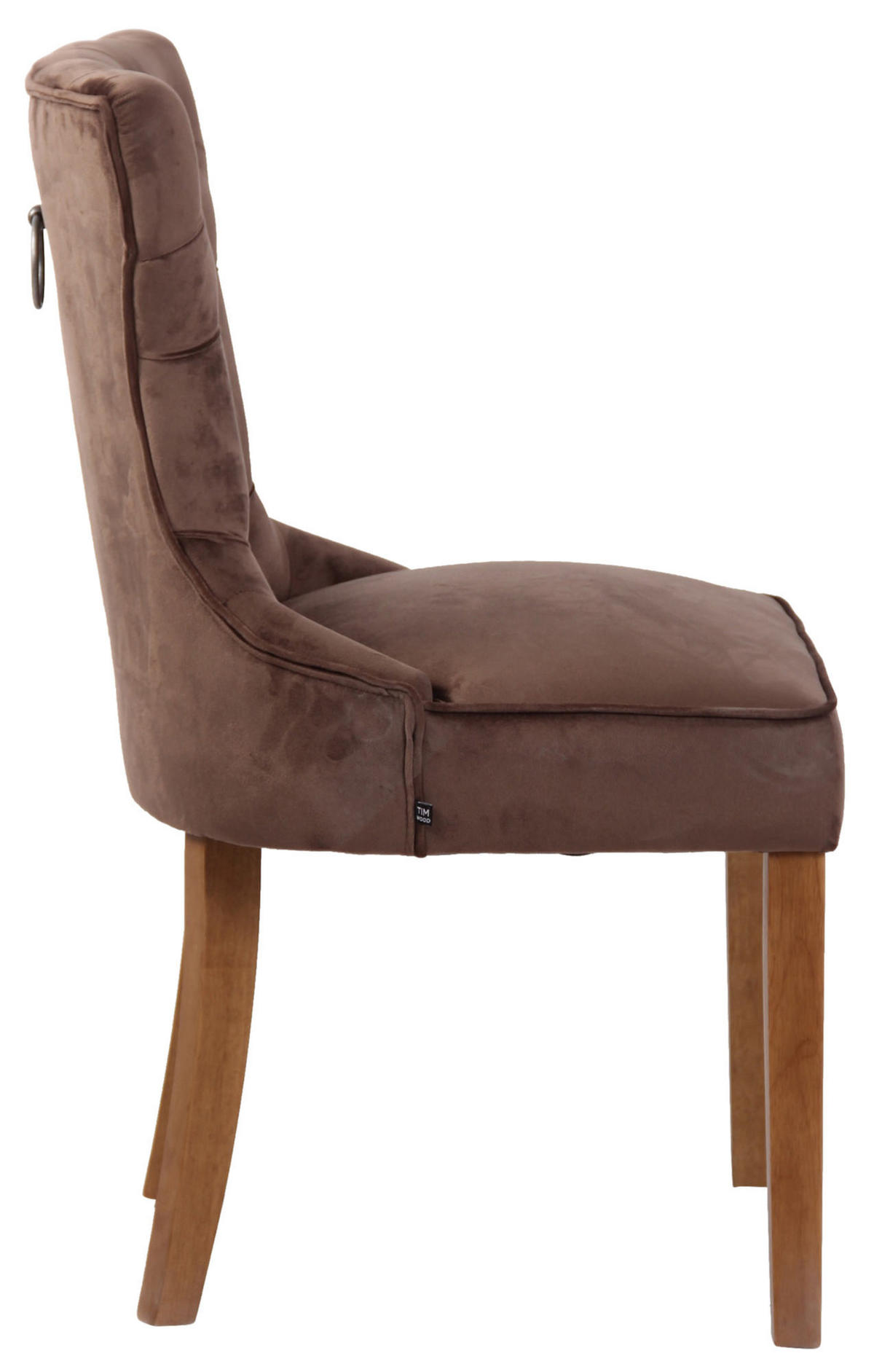 STUHL Samt braun - Naturfarben/Braun, Holz/Textil (51/90/59cm) - CLP