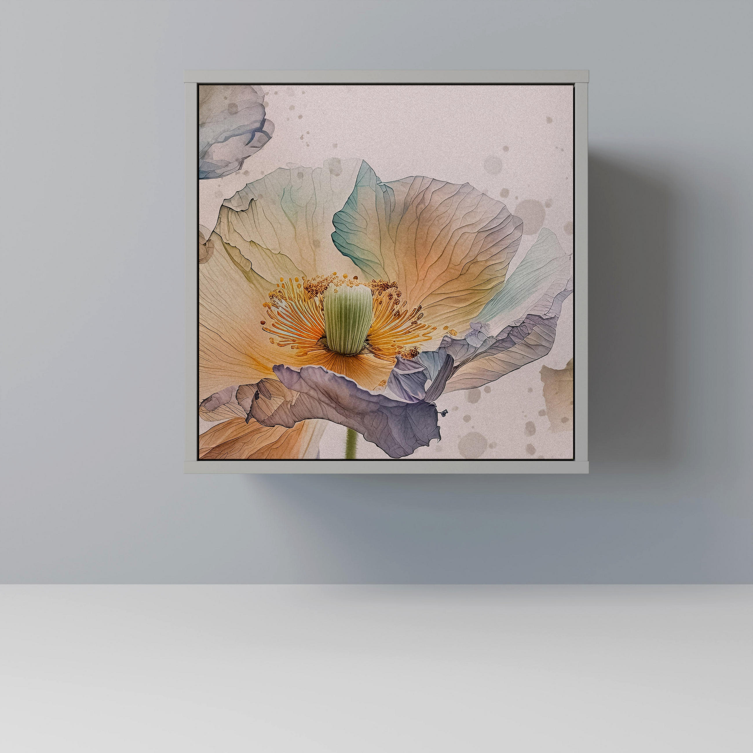 SIDEBOARD SOFTEN POPPY, Grau, 57,5x42x57,5 cm, Ohne Füße - Multicolor/Grau, Holzwerkstoff (57.5/57.5/42cm) - SpaceRebels