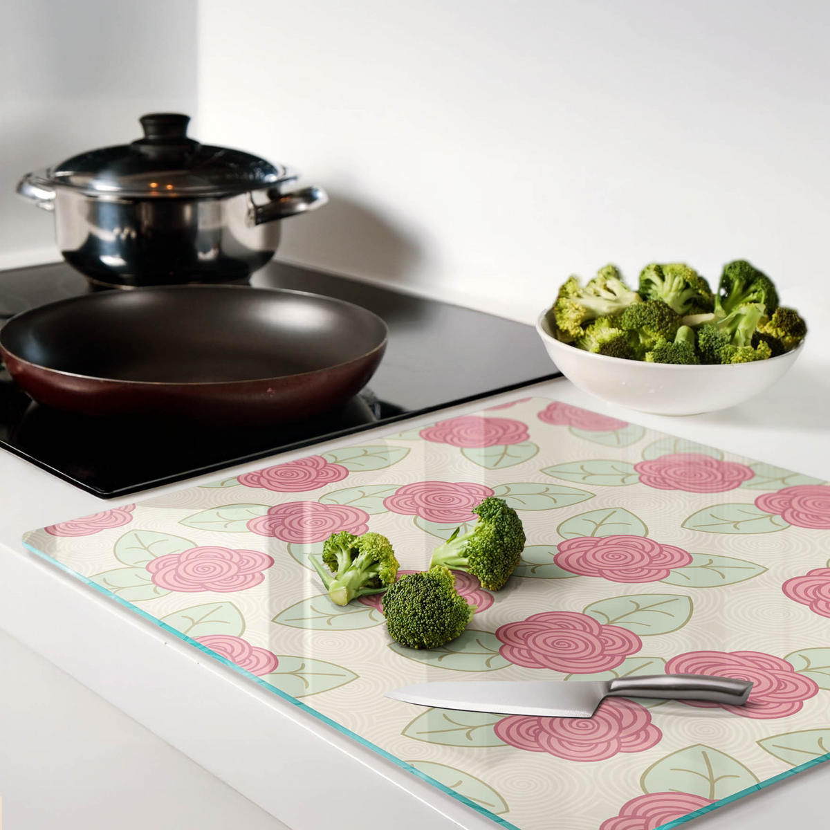 GLASPLATTE 60x52 cm Rosen - Rot, Glas (60/0.4/52cm) - TULUP