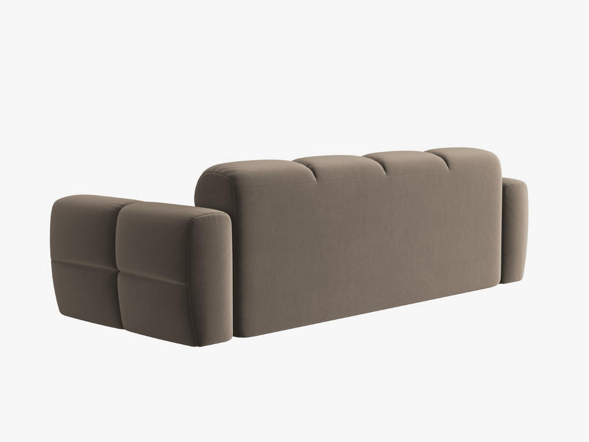 SOFA Lisa aus Samt hellbraun 4 Sitzplätze - Hellbraun, Textil (256/77/101cm) - Micadoni
