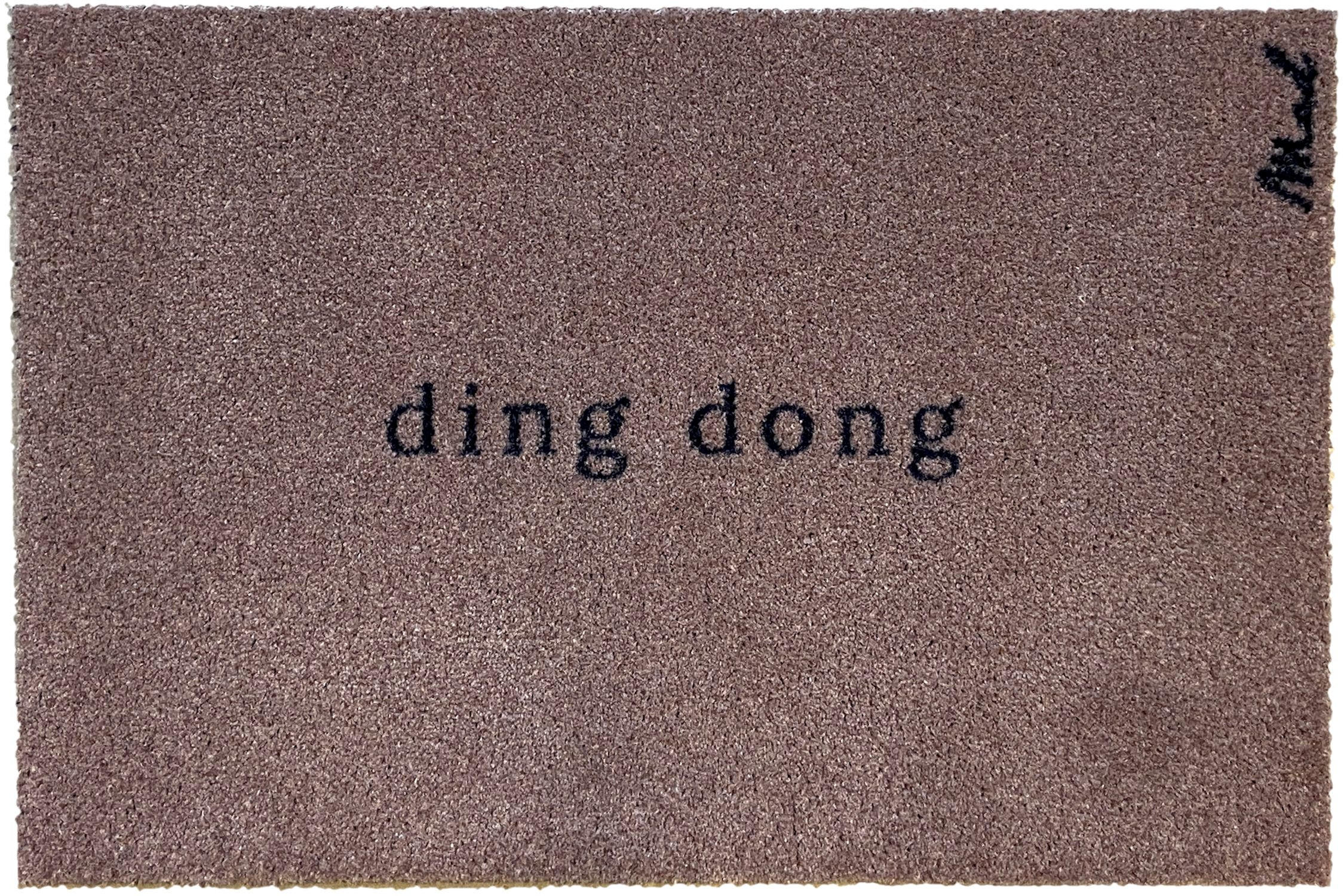 OUTDOOR FUßMATTE "Anna" mit Spruch "ding dong" Braun 50 x 75 cm - Schwarz/Braun, Kunststoff/Textil (50/75cm) - MAD ABOUT MATS