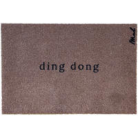 OUTDOOR FUßMATTE "Anna" mit Spruch "ding dong" Braun 50 x 75 cm - Schwarz/Braun, Kunststoff/Textil (50/75cm) - MAD ABOUT MATS